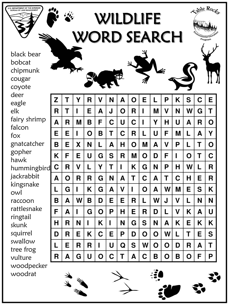 Wildlife Wordsearch  Form