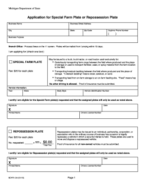 In Transit Repair Plate  Form