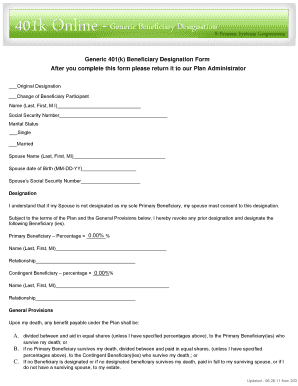 401k Beneficiary Form Template