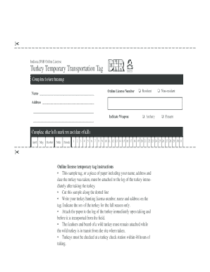 Indiana Deer Transport Tag  Form