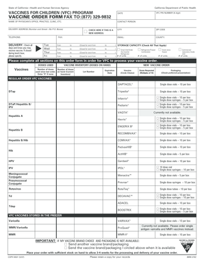 Vaccine Order Form