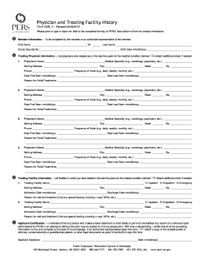 Form DSBL5 Physician and Treating Facility History PERs