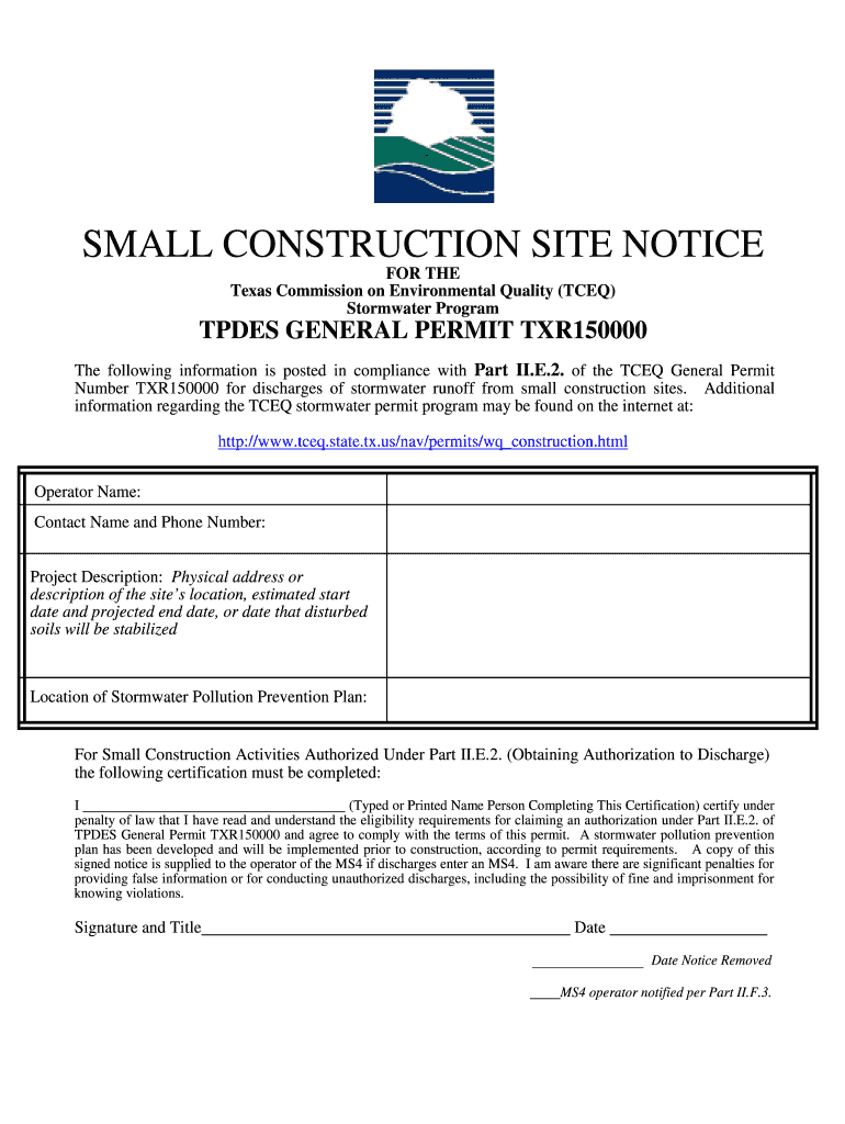 Construction Site Notice  Form