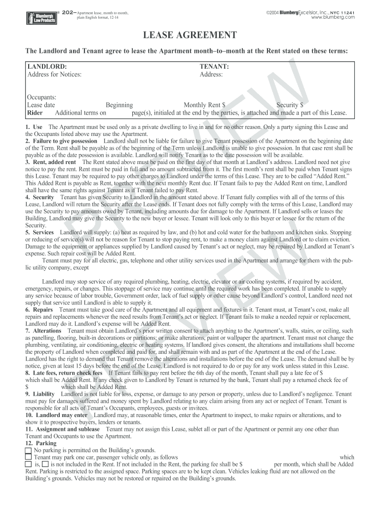 Blumberg Lease Agreement PDF  Form