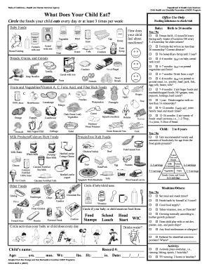 What Does Your Child Eat DHCS 4035 a Dhcs Ca  Form