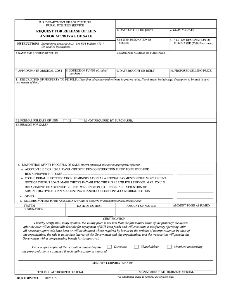 Form 793  USDA Rural Development  US Department of Agriculture