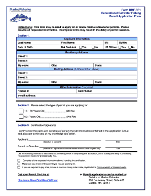 Application Form for Fishing Permit