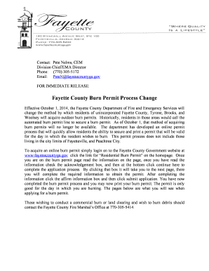Fayette County Burn Permit  Form