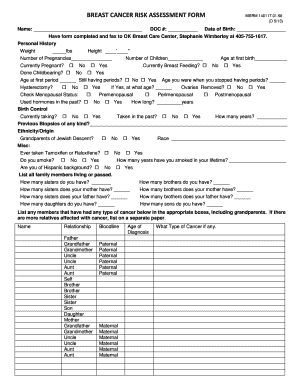 BREAST CANCER RISK ASSESSMENT FORM Ok