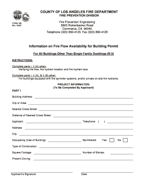 Fire Flow Availability Form 196