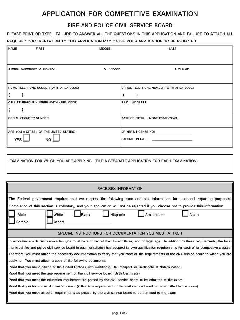 Application Competitive Examination  Form