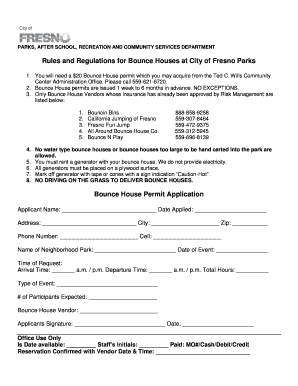 Bounce House Permit  Form