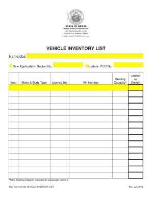 Vehicle List Form