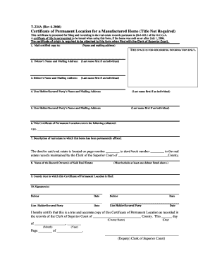 Permanent Location Form