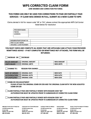 Wps Corrected Claim Form