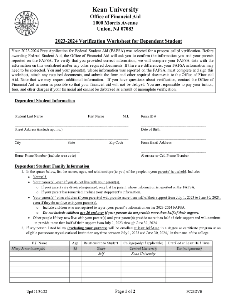  Kean University Office of Financial Aid 1000 Morris Avenue Union 2023-2024