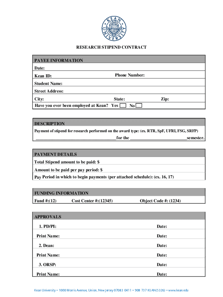 Student Research Stipend  Form