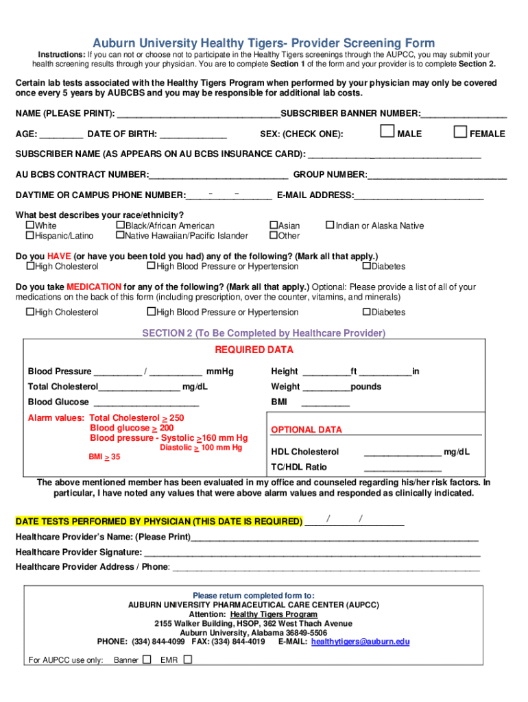 Healthy Tigers Screening Form Fill Online, Printable