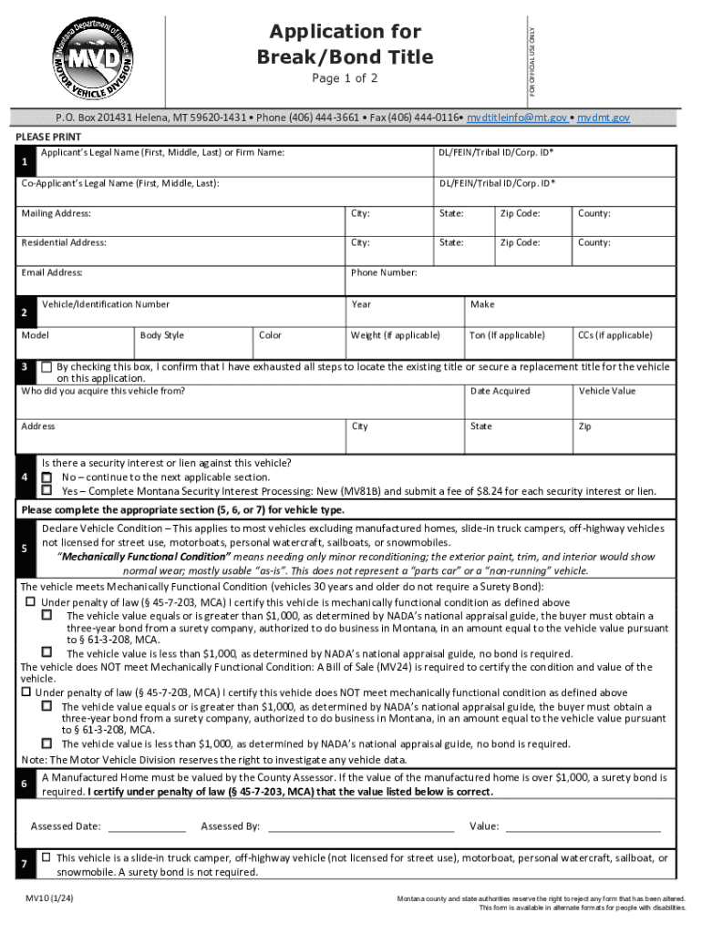  Application for BreakBond Title 2024