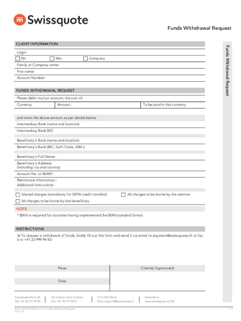  Funds Withdrawal RequestFunds Withdrawal RequestCL 2018-2024