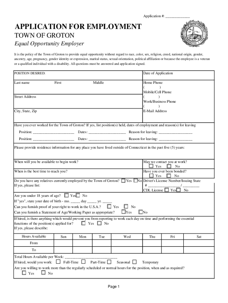 Human Resources Town of Groton  Form