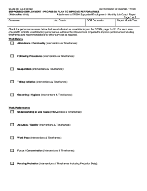 DR384A Supported Employment Proposed Plan to Improve Performance Rehab Cahwnet