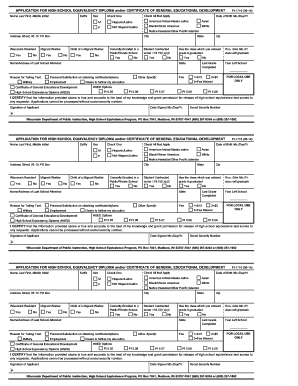 PI 1716 Application for High School Equivalency Diploma Andor Dpi Wi  Form