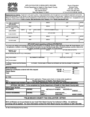 Florida Application Birth PDF  Form