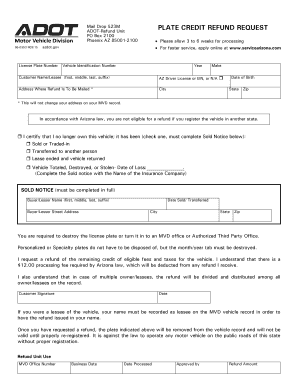  Az Plate Refund Form 2017