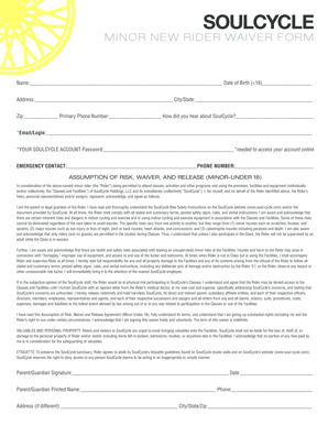 Soul Cycle Waiver  Form