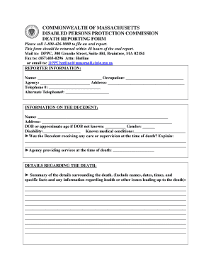 Dppc Reporting Form