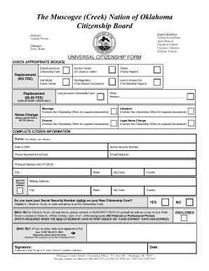 Citzenship Form Creek Nation