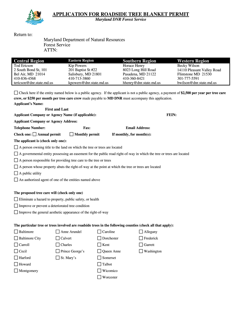 Roadside Tree Permit Application Form