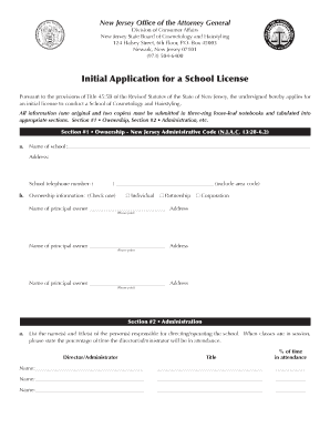 Initial Application for a School License  Form