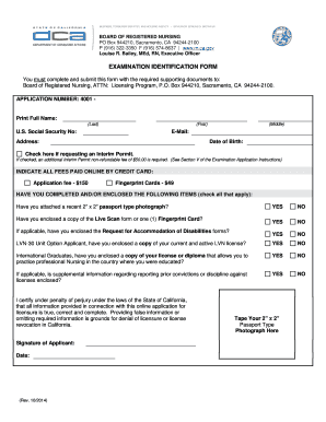 Examination Identification Form