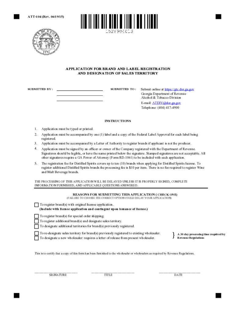  Att 104 Form for Georgia 2015-2024