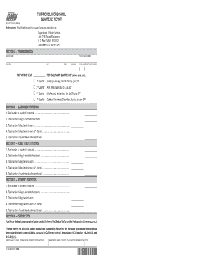 OL 850, Traffic Violator School Quarterly Reporting Form TVS Dmv Ca