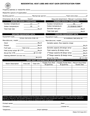 Residential Heat Loss and Heat Gain Certification Form Fairfaxcounty