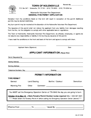 Tennessee Burn Permits Online  Form