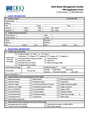 Solid Waste Management Facility PBR Application Form Deq Virginia