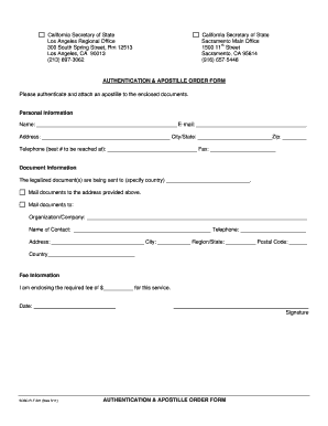 Flf021 Apostille Order California  Form