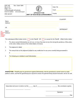 Ky Garnishment  Form