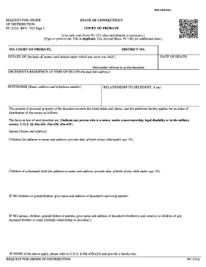 Form PC 212A Connecticut Probate Courts