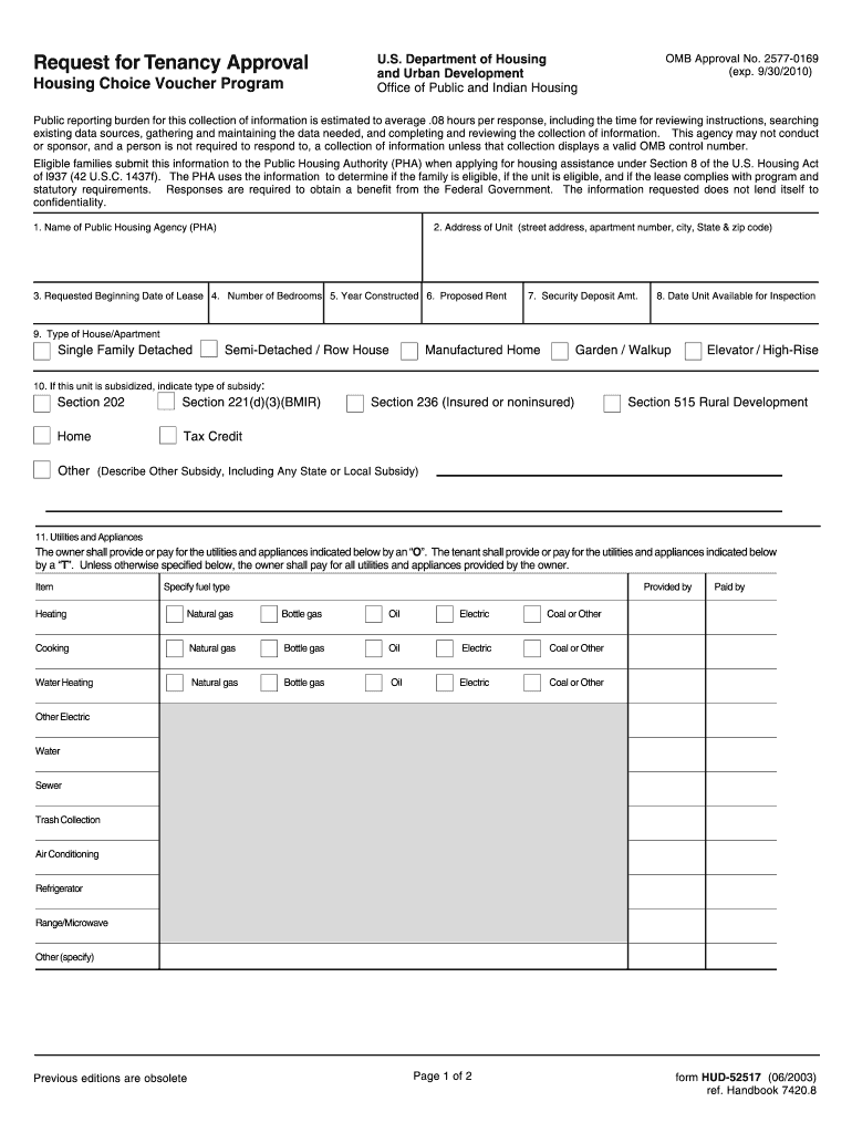 Request for Tenancy Approval Form