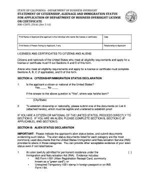  Statement of Citizenship, Alienage and Immigration Status California 2013