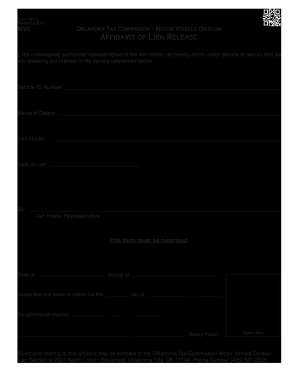  Oklahoma Lien Release Form 2015