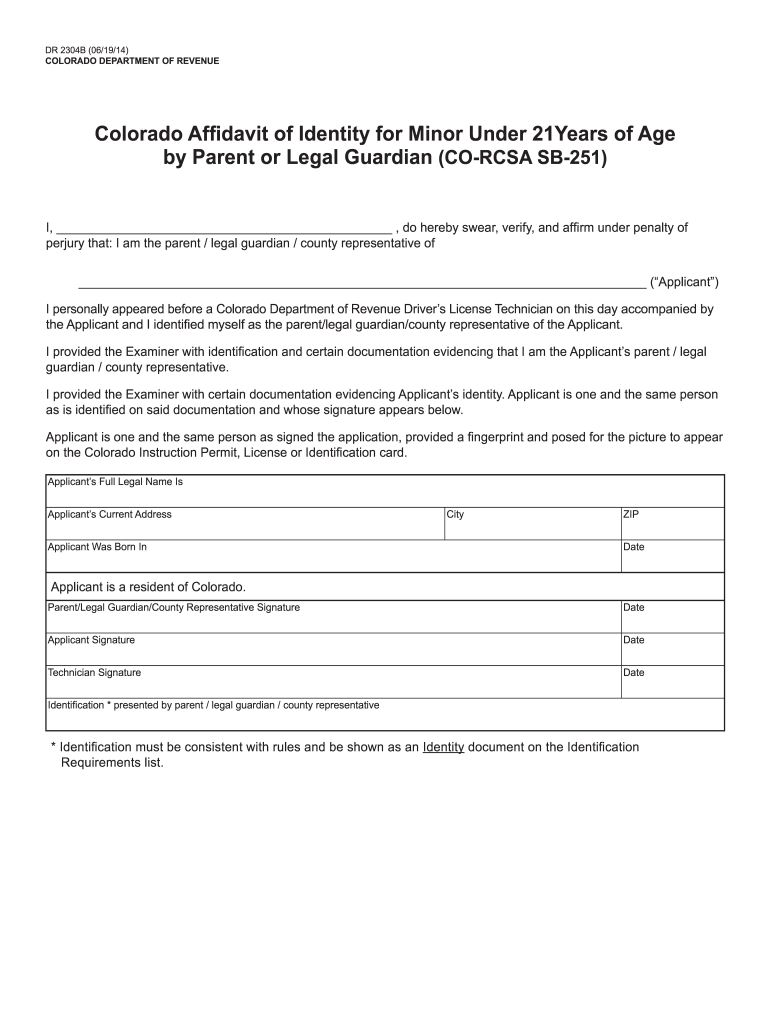 Parent Guardian Affidavit  Form