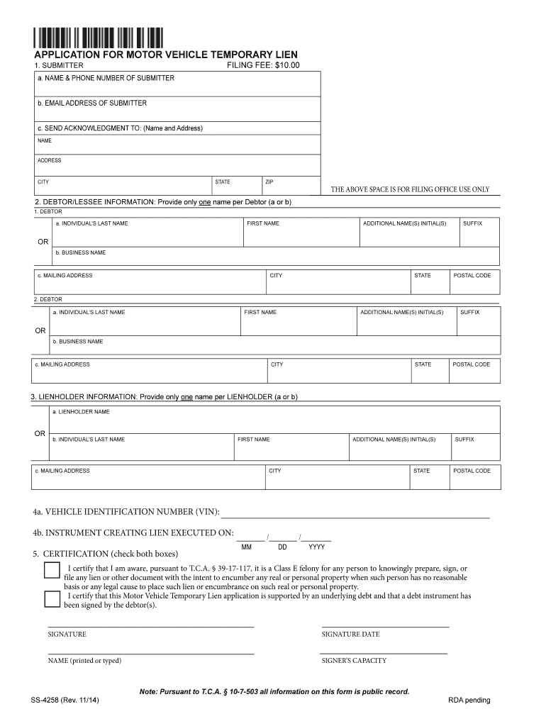Tennessee Temporary Printable  Form