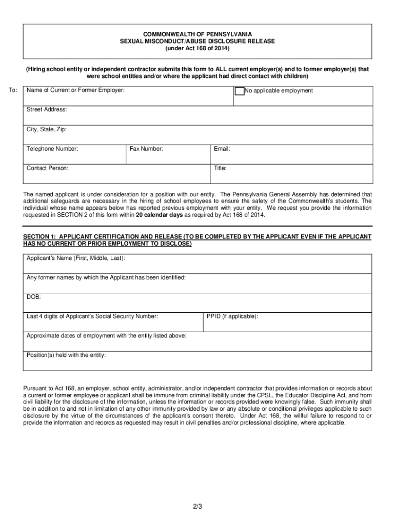 Act 168  Form