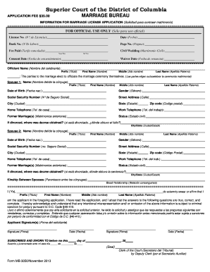 MARRIAGE BUREAU Dccourts  Form